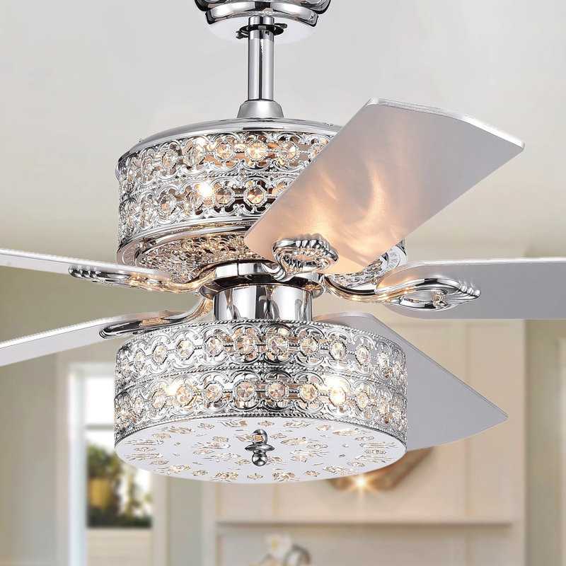 Rosdorf Park 52" Parma Chandelier 5 Blade Ceiling Fan, Light Kit
